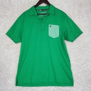 Travis Mathew Men Polo Shirt Green Short Sleeve Size L Casual Golf Activewear‎